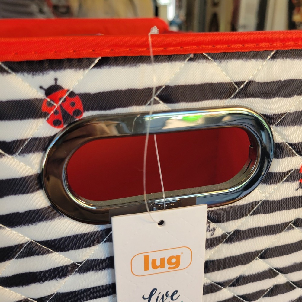 LUG Flatbed 2 Collapsible Multi-Purpose Organizer Ladybugs Striped 22X12 NEW - Picture 9 of 16